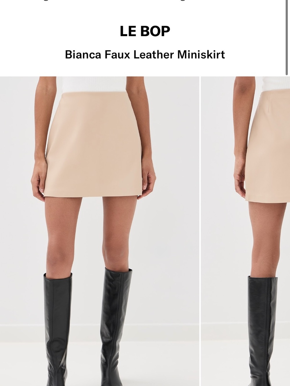 Le Bop Bianca Faux Leather Miniskirt — Beige